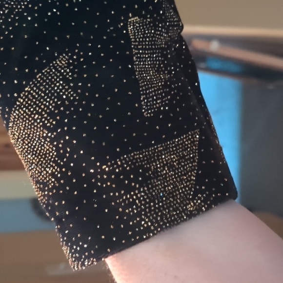 Vintage handmade sparkly gold velvet circle skirt crinoline long sleeve dress - Picture 6 of 8